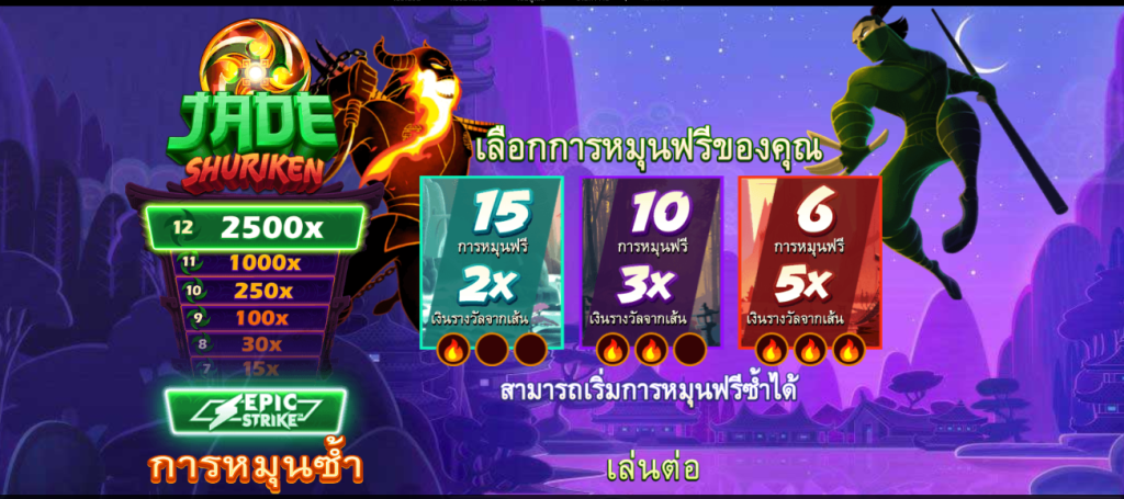เลือกราคาจ่ายและการหมุนฟรีของคุณ